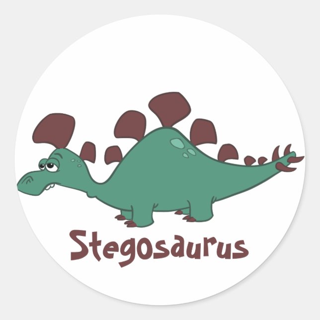 Tecknad Stegosaurus Runt Klistermärke (Framsida)