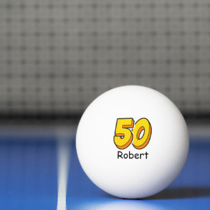 Tecknad Stil 50:e födelsedag Golfer Gift - Funny Pingisboll