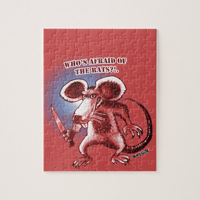 tecknad stil arg råtta, västra knivar pussel (Vertikal)