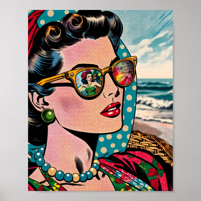Tecknad Stil Art | Kvinbevakning av Hula Dancer Poster (Framsidan)