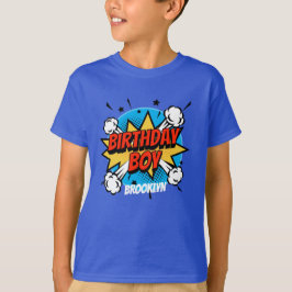 Tecknad stil Birthday Boy typography stänk T Shirt