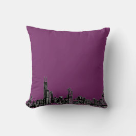 Tecknad Stil City Skyline Dekorativ kudde