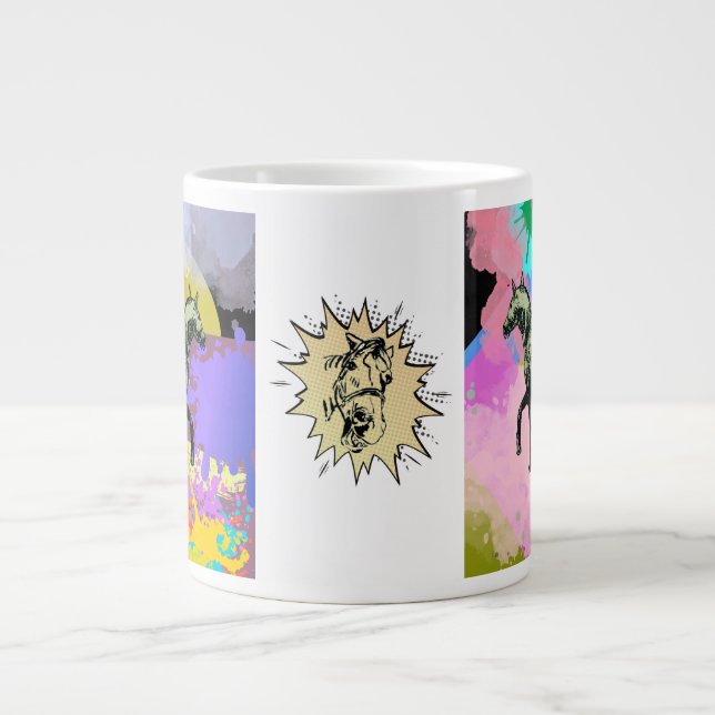 tecknad stil hästar jumbo mugg (Framsidan)