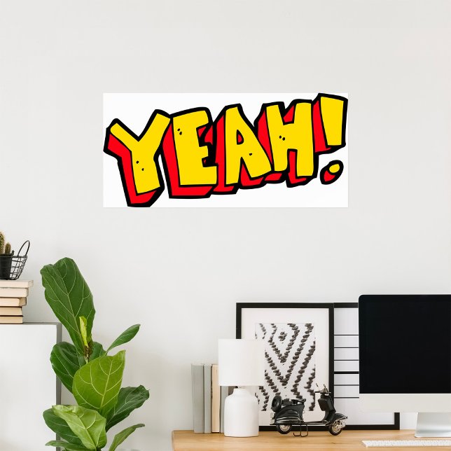 Tecknad Stil - Ja-textgrafik i fet Gult Poster (Skapare uppladdad)