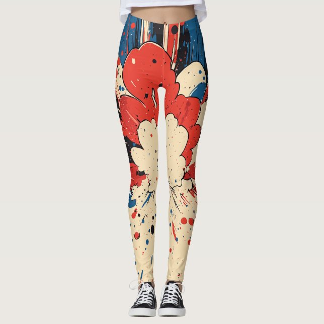 Tecknad Stil-konsexplosion (4) Leggings (Framsida)