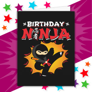 Tecknad, Stil, Party, födelsedag Ninja Kort