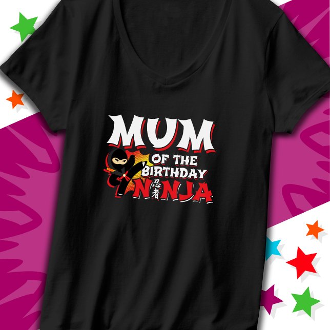 Tecknad Stil Party Morsa vid födelsedag Ninja vid  T Shirt (Skapare uppladdad)