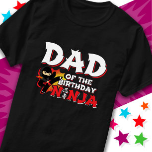 Tecknad Stil Party Pappa vid födelsedag Ninja vid  T Shirt