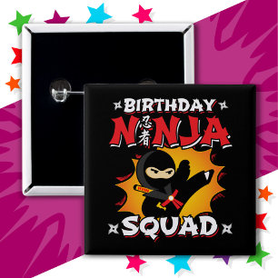 Tecknad Stil Party, Roligt, födelsedag Ninja Squad Knapp
