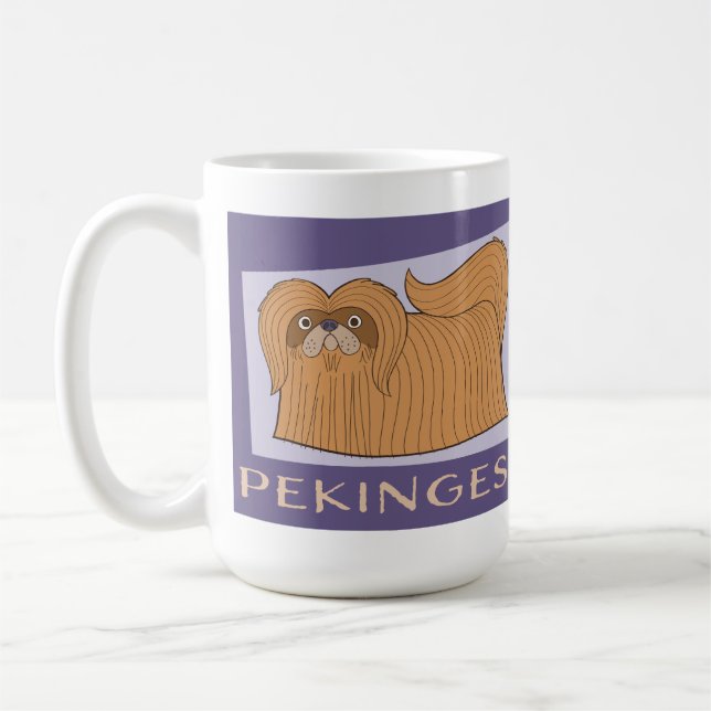 Tecknad Stil Pekingese Hund Kaffemugg (Vänster)