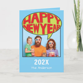 Tecknad Stil Personlig Photo Gott nytt år Card Tack Kort