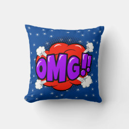 Tecknad Stil Pop Art Retro Blue Red Lila OMG Kudde