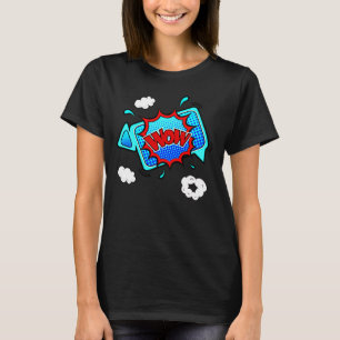 Tecknad Stil pop Art Retro Blue Red WOW T Shirt