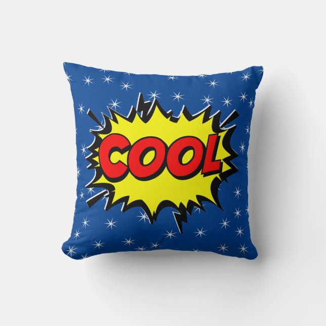 Tecknad Stil pop Art Retro Gult Red Blue COOLA Th Kudde (Framsida)