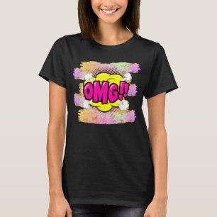 Tecknad Stil Pop Art Retro Gult Rosa Lila OMG T Shirt