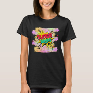 Tecknad Stil Pop Art Retro Red Gult SUPERMOM T-Sh T Shirt