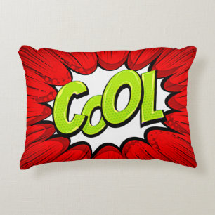 Tecknad Stil Pop Art Retro Red White Grönt COOLA Prydnadskudde