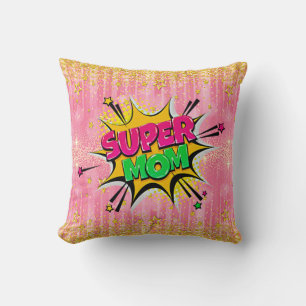 Tecknad Stil Pop Art Retro Rosa Toppen Thelspil Ma Kudde