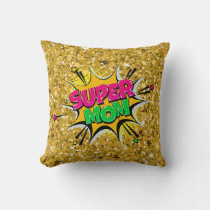 Tecknad Stil Pop Art Retro Stars Rosa Toppen Th Kudde