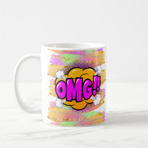 Tecknad Stil Pop Retro Gult Lila OMG regnbåge Kaffemugg