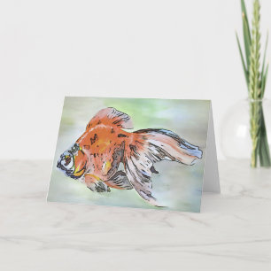 Tecknad Stil Ryukin Goldfish Acrylic Painting Kort