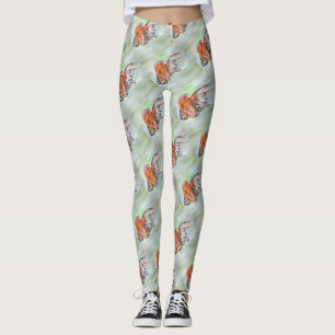 Tecknad Stil Ryukin Goldfish Acrylic Painting Leggings