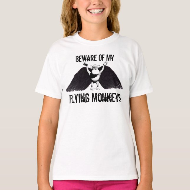 Tecknad stil, söt flygande apa-tröja t-shirt (Framsida)