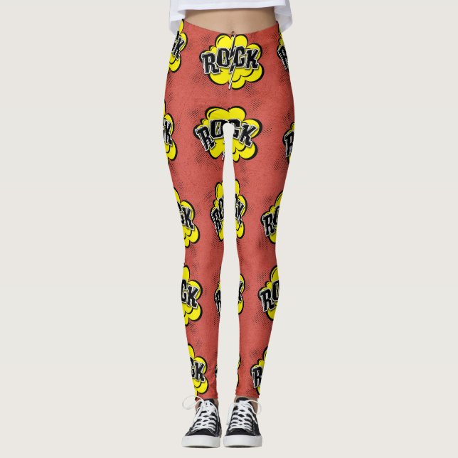 Tecknad stil sten illustration leggings (Framsida)