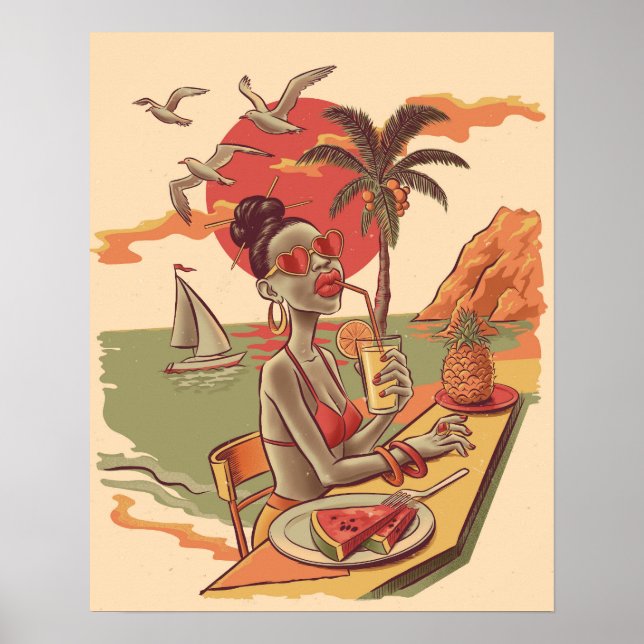 Tecknad Stil Summer Vibes Poster (Framsidan)