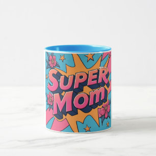 Tecknad Stil Toppen Flowers Stars Mors dag Mugg