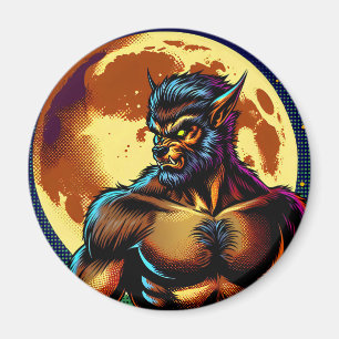 Tecknad Stil varulv i Front Full Moon Magnet