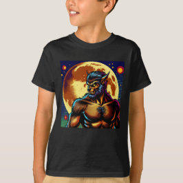 Tecknad Stil varulv i Front Full Moon T Shirt