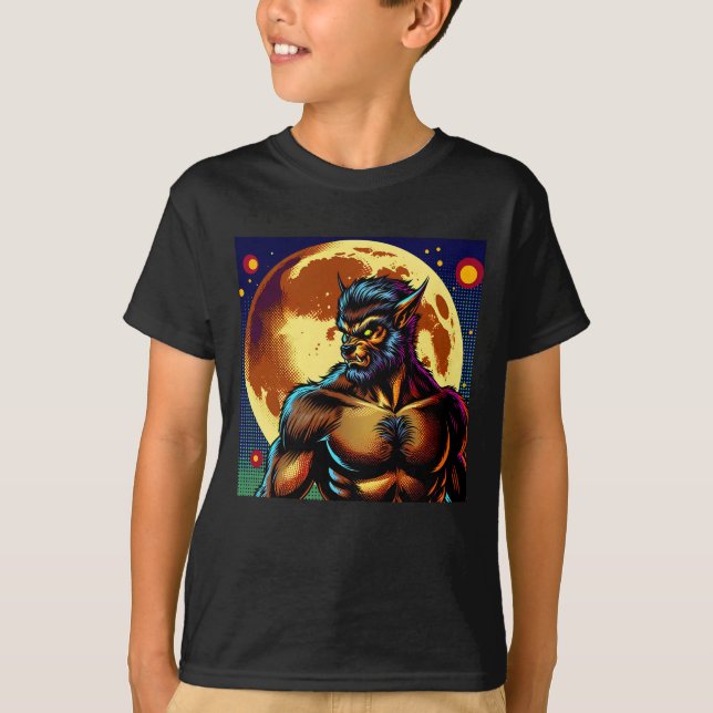 Tecknad Stil varulv i Front Full Moon T Shirt (Framsida)
