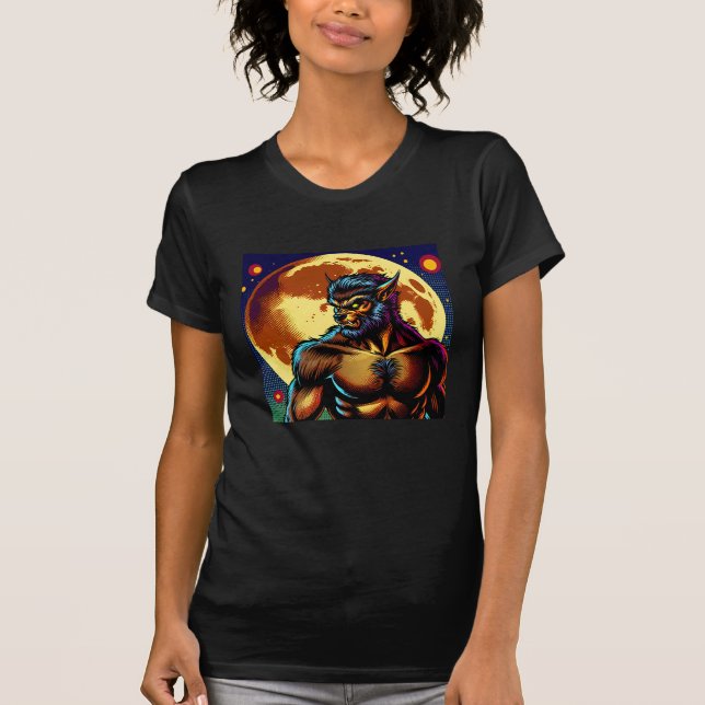 Tecknad Stil varulv i Front Full Moon T Shirt (Framsida)