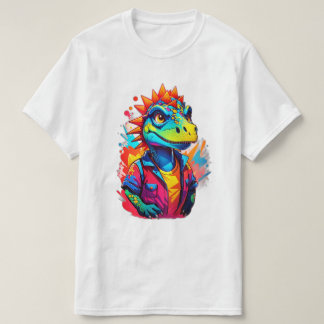 Tecknad Stil Vibrant Dinosaur Pouting T- Shirt T Shirt