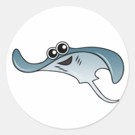 Tecknad Stingray Runt Klistermärke