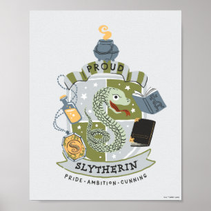 Tecknad stolt Slytherin-vapen Poster