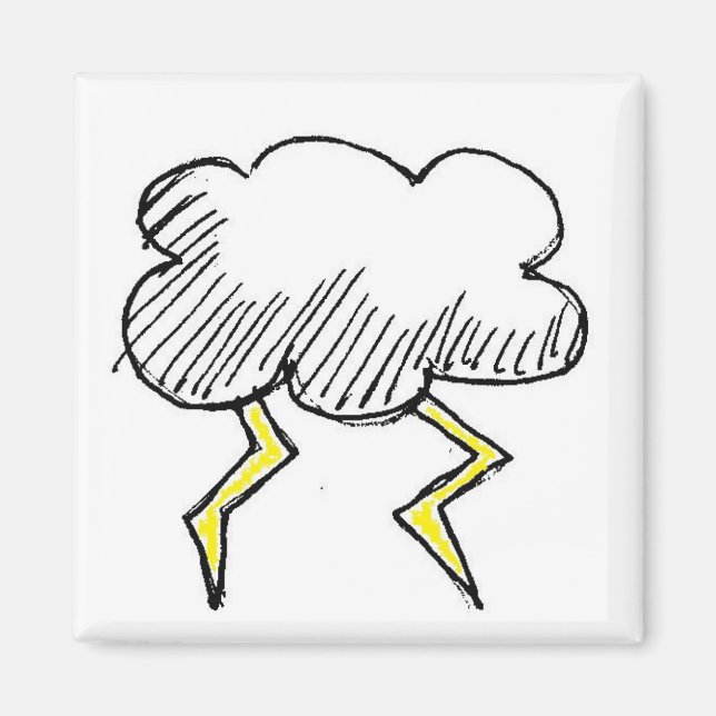 Tecknad Storm Cloud Rainy Day Design Magnet (Framsidan)