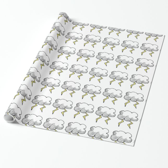 Tecknad Storm Cloud Rainy Day Design Presentpapper (Utrullad)