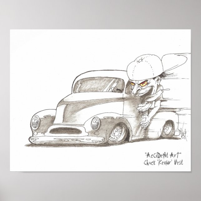 Tecknad Street Rod Poster (Framsidan)