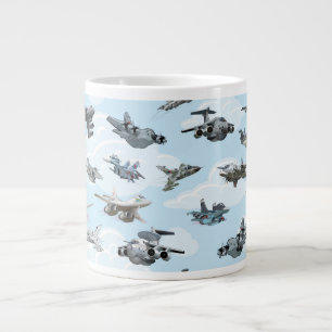 Tecknad stridsflygplan mönster väv jumbo mugg