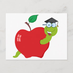 Tecknad Student Mask i äpple Meddelande Vykort