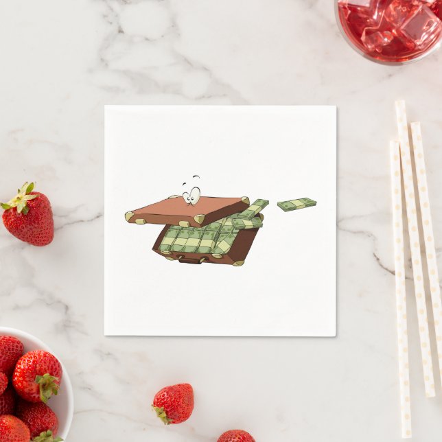 Tecknad Suitcase Fullt of Money Pengarar Bundles Pappersservett (Insitu)