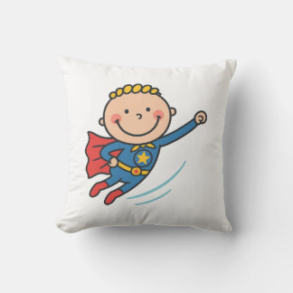 Tecknad SuperBoy Flies Kids T-Shirt Kudde