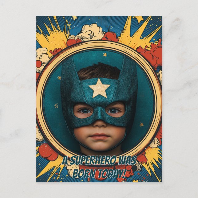 Tecknad Superhjälten Circular Vykort (Framsida)