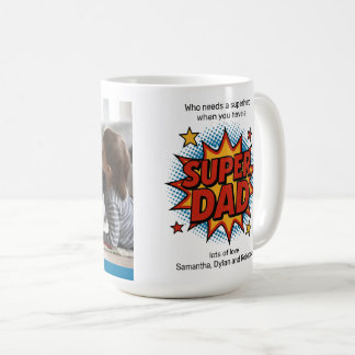 Tecknad Superpappa Lägg till Ditt Foto Fars Dag Kaffemugg