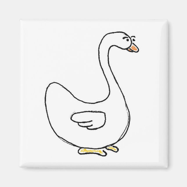 Tecknad Svan Gracval White Bird Design Magnet (Framsidan)