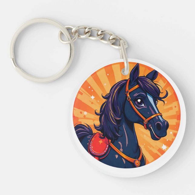 🐎Tecknad svart häst Färg Sprut Nyckel Tillbehör🐎 (Framsidan)