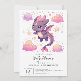 Tecknad Sweet Dragon Baby Shower Inbjudningar