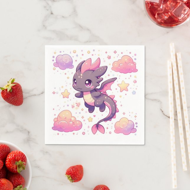 Tecknad Sweet Dragon Baby Shower Pappersservett (Insitu)